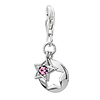 925 Sterling  Silver Rose  Pink Crystal Star Lobster Clasp Charm For  ... 