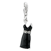 Black Dress With April Birthstone Dangle Sterling Silver Link Charms Clasp