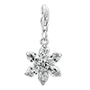925 Sterling Silver Clear White Crystal Flower Pattern Lobster Clasp Charm...
