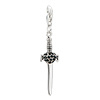 925 Sterling Silver Black Crystal Sword Lobster Clasp Charm For Bracelet