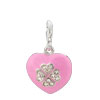 Soft Pink Heart With April Birthstone 925 Sterling Silver Clasp Charm
