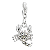 April Birthstone Crab Dangle Sterling Silver Link Charms Clasp
