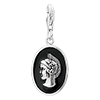 925 Sterling Silver Black Lady Cameo Lobster Clasp Charm For Bracelet