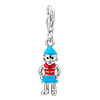 925 Sterling Silver Red Blue Little Boy Lobster Clasp Charm For Bracelet