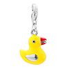 925 Sterling Silver Cute Yellow Duck Lobster Clasp Charm For Bracelet