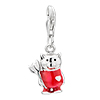 925 Sterling Silver Cute Red Dress Cat Lobster Clasp Charm For Bracelet