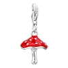 925 Sterling Silver Light Red Mushroom Lobster Clasp Charm For Bracelet