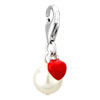 925  Sterling Silver Light Red Heart Pearl Love Lobster Clasp Charm For Br...