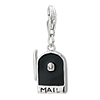 925 Sterling Silver Black Mailbox Lobster Clasp Charm For Bracelet
