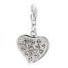 925 Sterling Silver Clear White Crystal Heart Love Lobster Clasp Charm For...