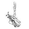 Golf Bucket Dangle Sterling Silver Link Charms Clasp