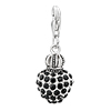 Heart Shape With Black Crystal Dangle Sterling Silver Link Charms Clasp