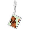 925 Sterling Silver Blood  Hound Dog  Photo Rectangle Frame Link  ... 