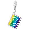 925 Sterling Silver Rainbow  Happy Face  Photo Rectangle Frame Link  ... 