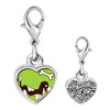 925 Sterling Silver Basset  Hound Dog  Brown Photo Heart Frame Link  ... 