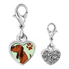 925 Sterling Silver Blood  Hound Dog  Photo Heart Frame Link Charm