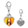 925 Sterling Silver Basset  Hound Dog  Photo Heart Frame Link Charm