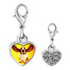 925 Sterling Silver Basset  Hound  Big Ears Photo Heart Frame Link  ... 