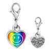 925 Sterling Silver Rainbow  Happy Face  Photo Heart Frame Link  ... 
