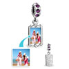 February Birthstone Purple Crystal Round Dangle Custom Frame