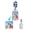 September Birthstone Sapphire Crystal Round Dangle Custom Frame