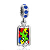 Sapphire Crystal Dangle Gold Word Autism Photo Beads