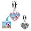Rose Pink Crystal Dangle Heart  Photo  Love  Custom  Link Frame Beads  ... 