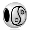 Yin And Yang  Symbol  Silver Plated European Beads