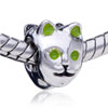 Witty Green Cat Silver Plated European Beads
