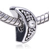 Bubbling Crescent Moon Silver Plated Crystal European Beads