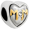 Mom Rhinestone Two Tone Plated Crystal European Beads
