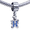 Turquoise Color Rhinestone Butterfly Dangle European Beads