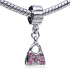 October Pink Tourmaline Color Birthstone Handbag Dangle European Beads