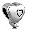 Engraved Heart Shaped Silver Plated European Beads