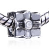 Square Rhinestone Letter Silver Plated Crystal European Beads