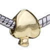 Poker Card Heart Gold Plated European Beads