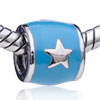 Blue Enameled Star European Beads
