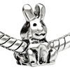 Cute Sitting Rabbit Silver Plated European Beads