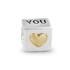 22K I Love You Cube Two Tone Plated Beads Charms Bracelets