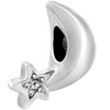  Rhinestone  Star And Moon Silver Plated European  Beads 