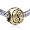 Yin And Yang Symbol Gold Plated European Beads