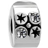 Cylindrical Shaped And Flower Silver Plated Crystal European Beads