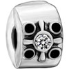 Rhinestone Cross Snap Silver Plated Crystal European Beads