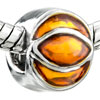 Red Painted Ornamental Silver Plated European Beads