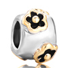 22K Cylindrical Flower Two Tone Plated Beads Charms Bracelets