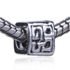 Square Maze Decorated Silver Plated European Beads