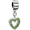 August Peridot Color Birthstone Heart Dangle European Beads