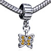 Orange Butterfly Dangle European Beads