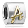 Round Letter A Two Tone Plated European Beads