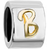 Cylindrical Shaped Letter B Two Tone Plated European Beads